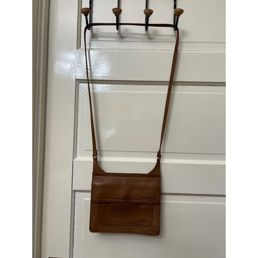 Fossil Brown Leather Crossbody Bag Wallet Organizer Slim Messenger Purse